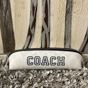 COACH Pencil Case In Signature Canvas With Varsity Motif NEW!